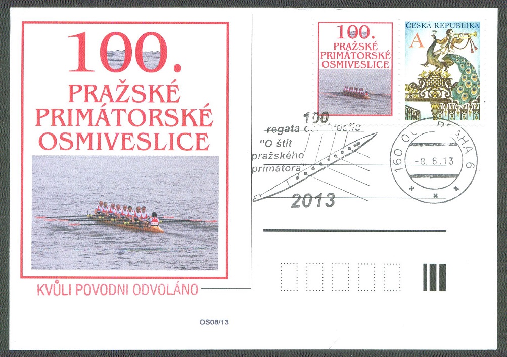 illustrated card cze 2013 with stamp tag and pm praha june 8th regatta centenary