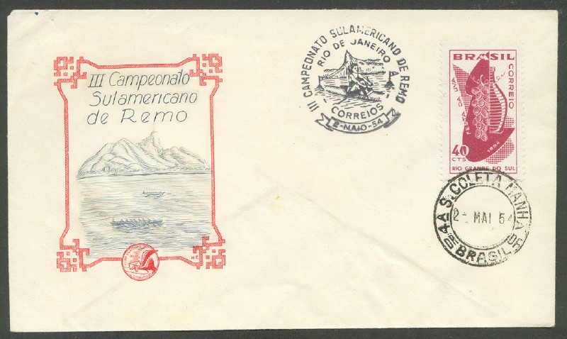 illustrated cover bra 1954 may 2nd rio de janeiro third southamerican rowing championships drawing of gig 8 race 