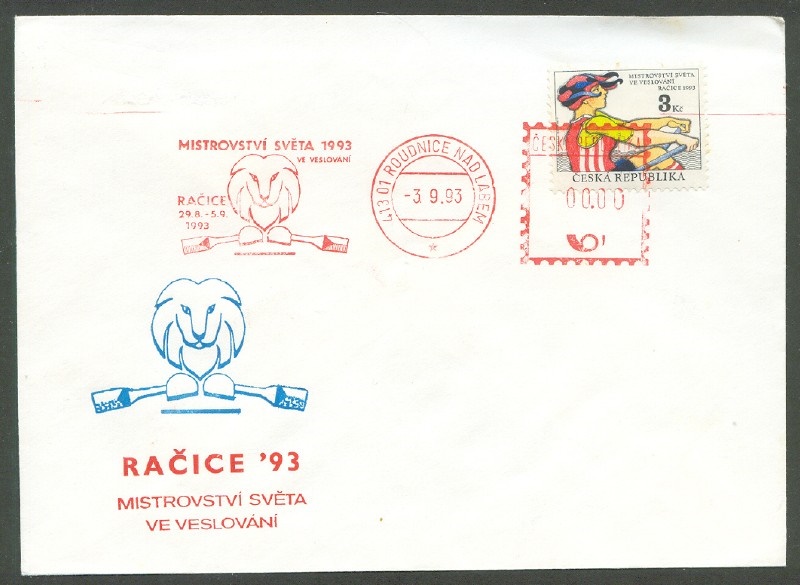 illustrated cover cze 1993 wrc racice with stamp and red meter pm