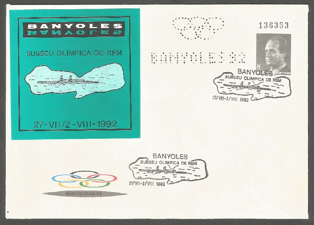 illustrated cover esp 1992 og barcelona with pm banyoles and label