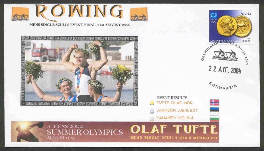 illustrated cover gre 2004 aug. 22nd og athens with pm photo of 1x gold medal winner olaf tufte nor