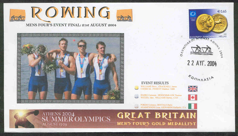 illustrated cover gre 2004 aug. 22nd og athens with pm photo of gold medal winner gbr 4 