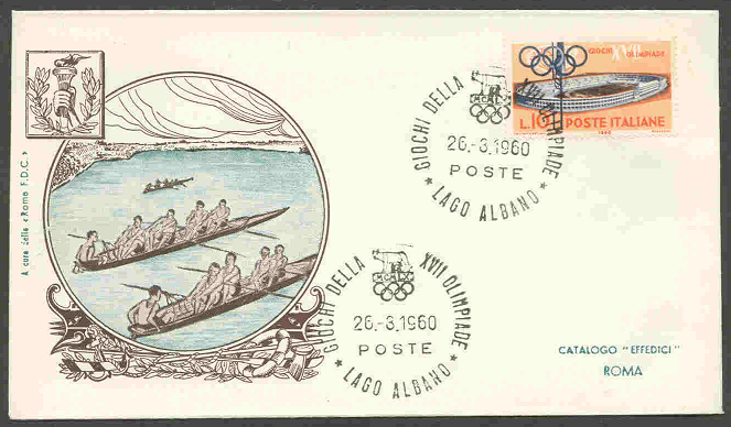 illustrated cover ita 1960 og rome with pm lago albano aug. 26th 4 illustration