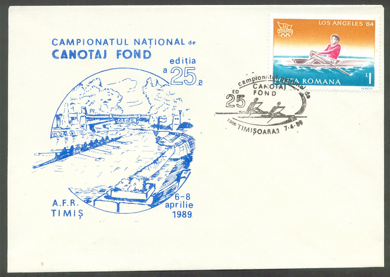 illustrated cover rou 1989 with pm national championships timisoara apr. 7th and stamp mi 4059