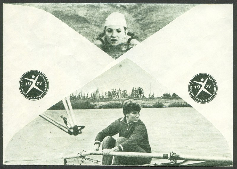 illustrated cover urs 1970 fifth spartakiad of ltu ssr 1971 with photo of g. sidagite european champion w1x 1969 at klagenfurt reverse