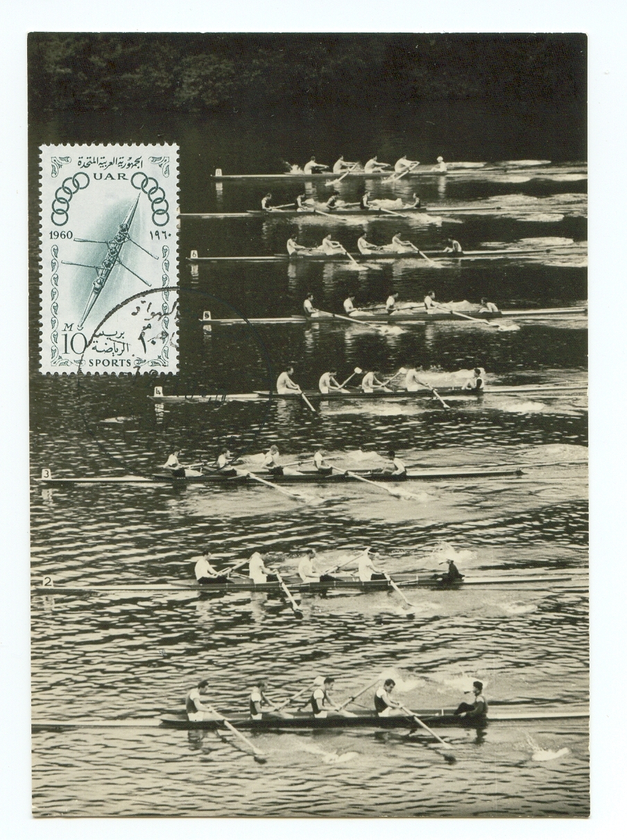 mc egy 1960 og rome with photo of coxed fours race on eight lanesjpg