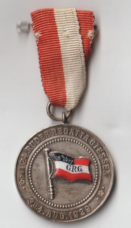 Medal GER 1929 Giessen Regatta with flag Giessener RG 1877 