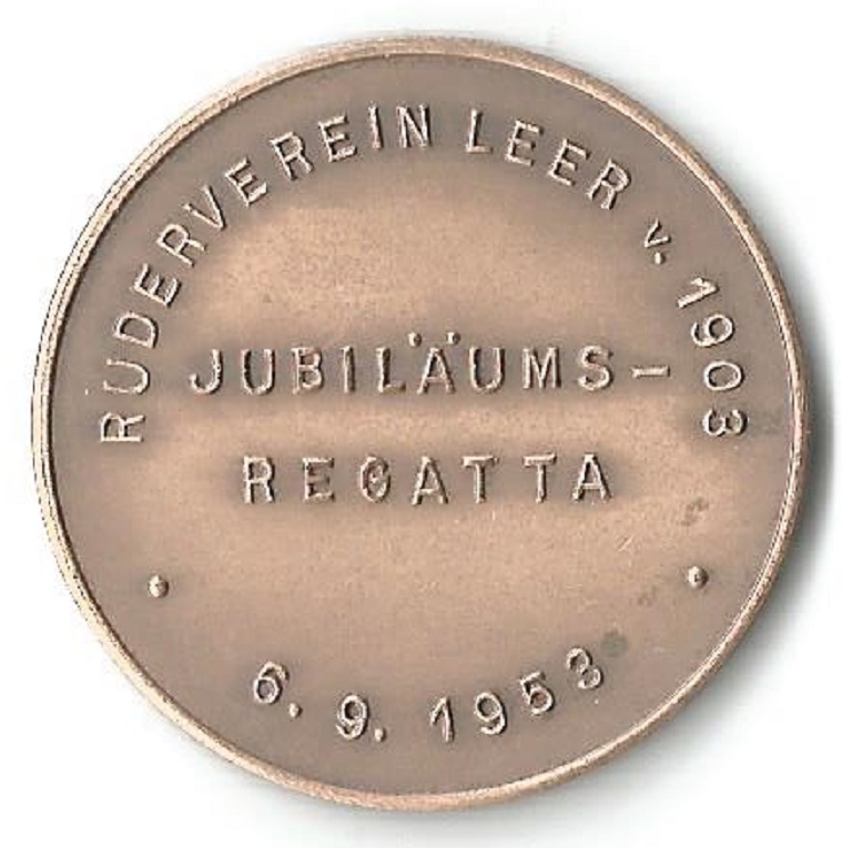 Medal GER 1953 Leer jubilee regatta 50th anniversary of Ruderverein Leer von 1903 reverse