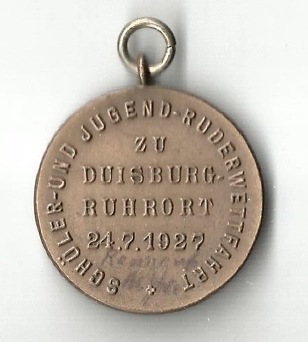 medal ger 1927 duisburg ruhrort schueler und jugend ruderwettfahrt july 24th rowing competition for schoolboys and youth front