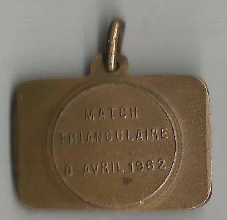 Medal BEL 1962 Match Triangulaire reverse 