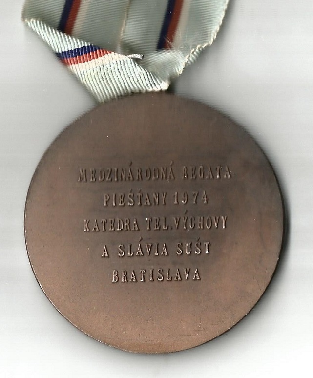 Medal TCH now SVK 1974 Piestany International regatta Bratislava reverse