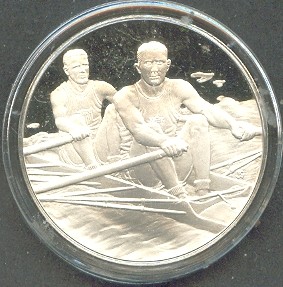 medal usa silver franklin mint og paris 1924 costello j.b.kelly olympic champions 2x front