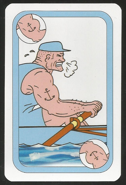 Card game AUT 1997 Oxford Cambridge Boat Race Cambridge rower exerting utmost power