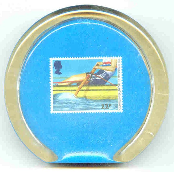 paper weight gbr 1986 with stamp gbr july 15th mi 1077 commenwealth games