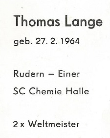 AC GDR 1988 OG Seoul M1X gold medal winner Thomas Lange with signature signature