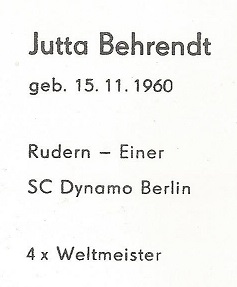 AC GDR 1988 OG Seoul W1X gold medal winner Jutta Behrendt with signature reverse