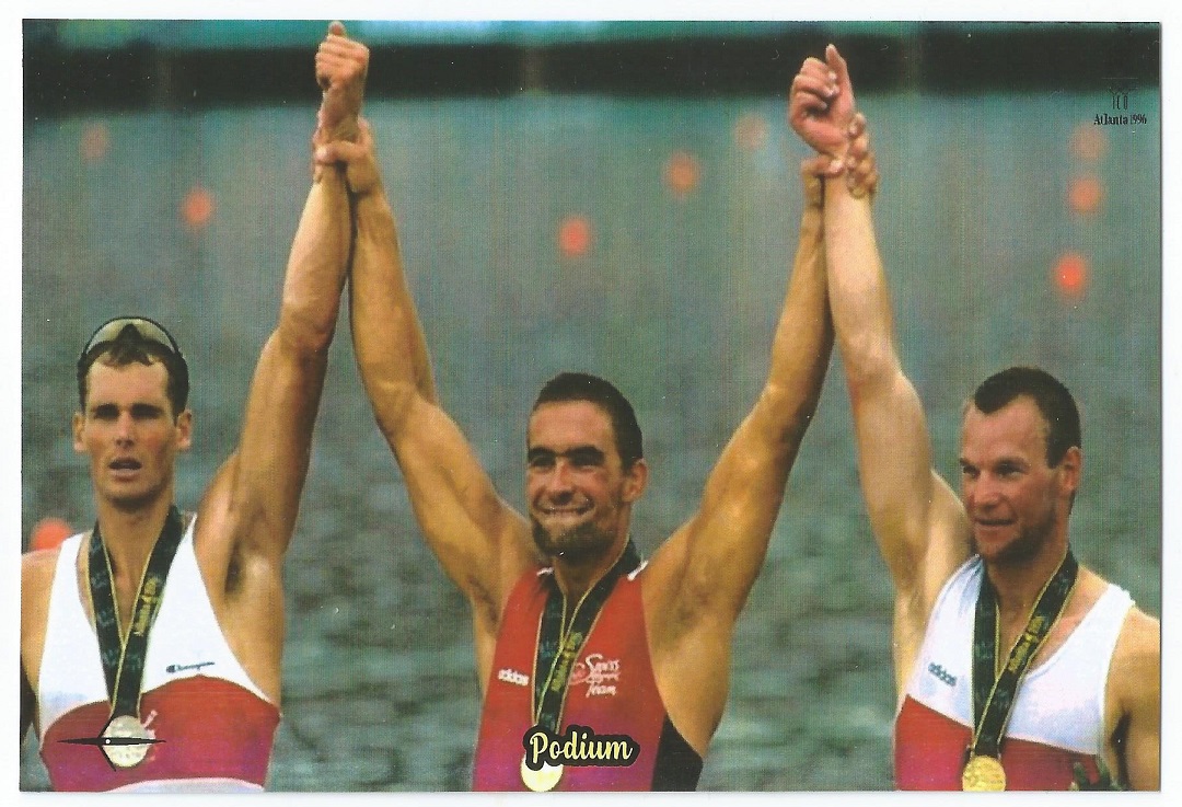 PC ROU 2020 OG Atlanta M1X victory ceremony with Porter Can Mueller SUI and Lange GER