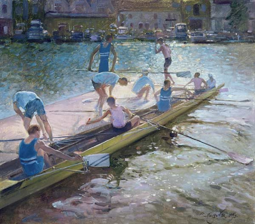 Painting GBR 1993 At the Raft Henley oil on canvas by Timothy Easton