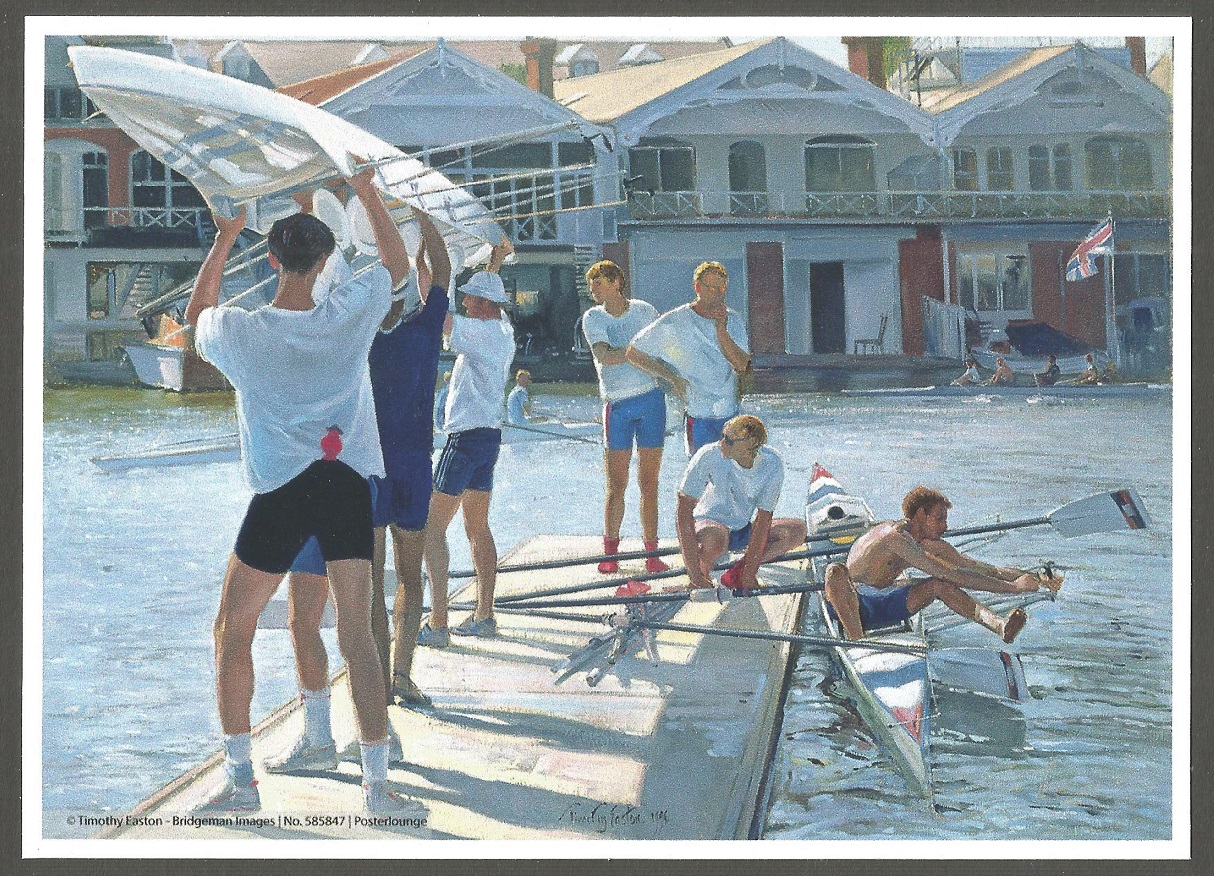 Painting GBR 1996 Swing over Henley regatta by Timothy Easton print on blank card