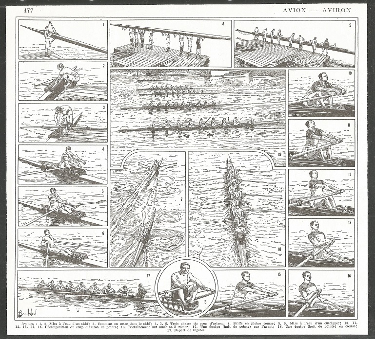 Print FRA 1948 Planche Aviron cut from the french dictionary Larousse