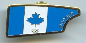 pin can og athens 2004 mooner shape of blade with maple leaf in blue 