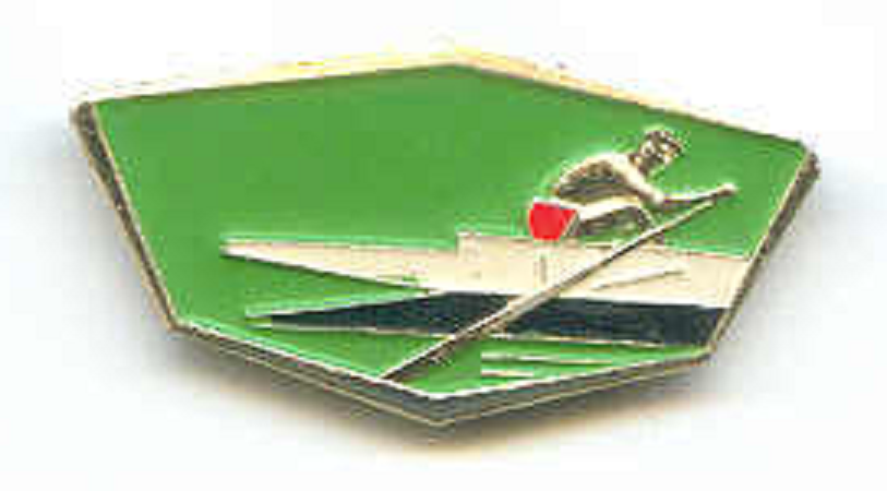 Pin CHN Rower or sculler on green background