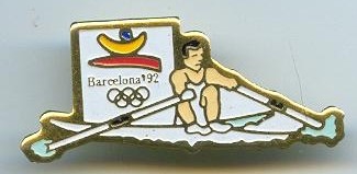 pin esp 1992 og barcelona single sculler with logol of the games