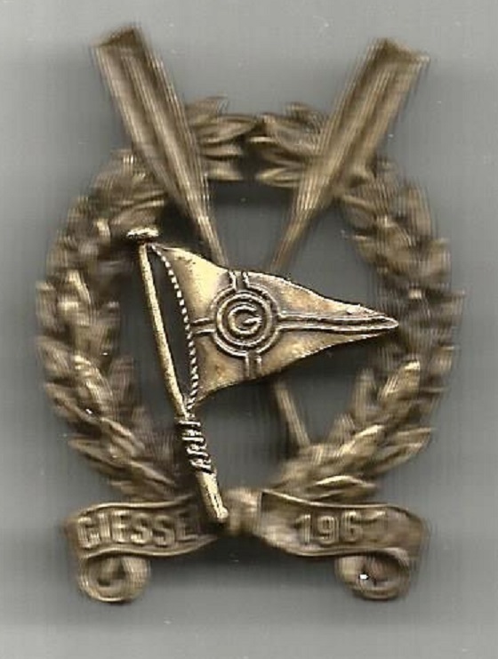Pin GER Giessen Regatta 1961 with pennant of Regattaverein Giessen