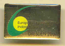 Pin GER 2007 European Championships Indoor Rowing Dresden Logo on golden background