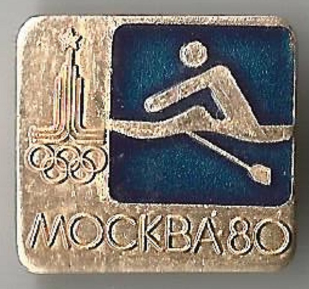 Pin URS 1980 OG Moscow Olympic pictogram No. 5 on blue background