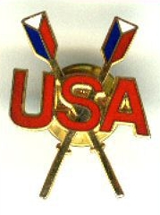 Pin USA National Team Crossed oars in national clours with USA in red