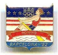 pin usa 1992 og barcelona rower on badge with usa flag colours blue red white 