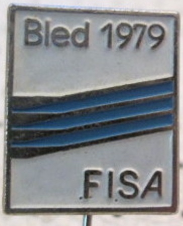 Pin YUG 1979 WRC Bled Logo blue on white background