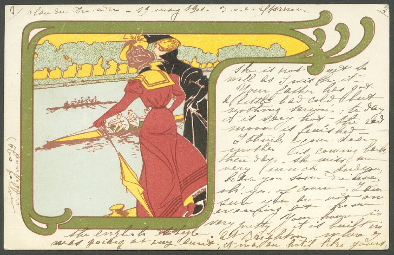 pc bel drawing ladies dressed in red and black clothes watching a 4 race pu 1901
