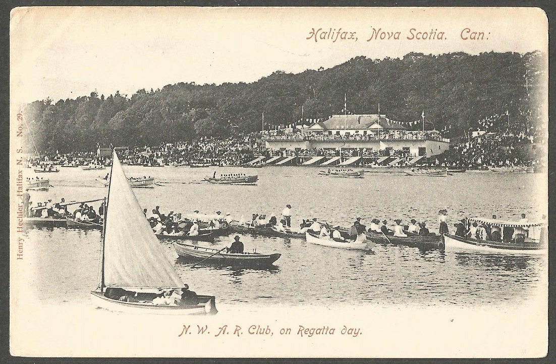 PC CAN Halifax regatta with boathouse in background undivided back pre 1905