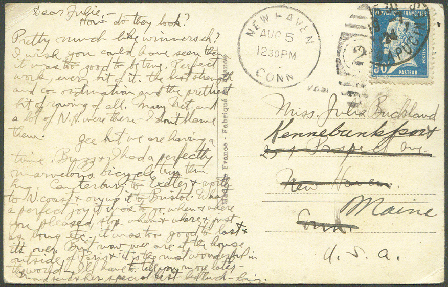 pc fra 1924 og paris no. 446 the usa 8 crew gold medal winner pu 1924 with text praising the performance of this crew reverse