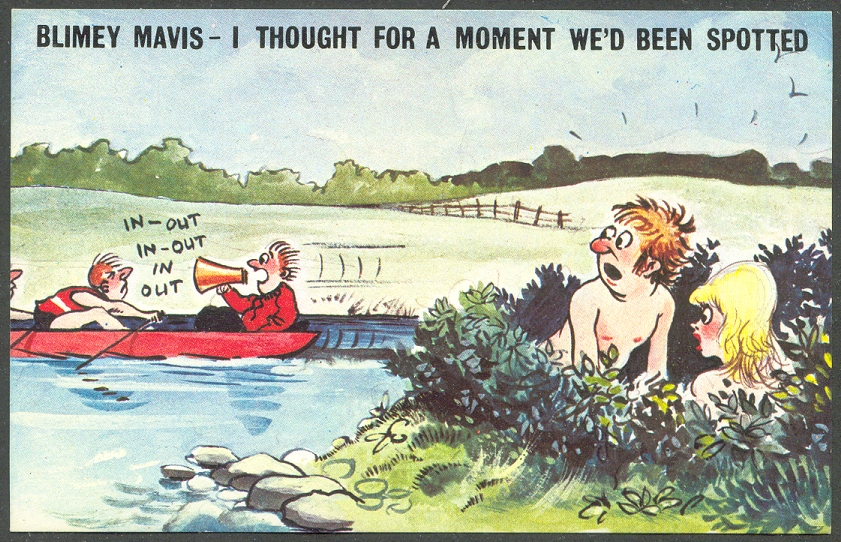PC GBR Bamforth Comic Series IN OUT IN OUT
