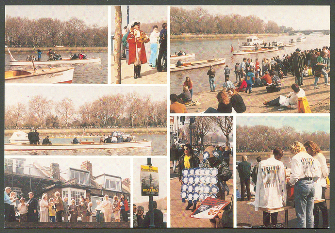PC GBR Boat Race day at Putney Various photos of spectators and retailers of fan items