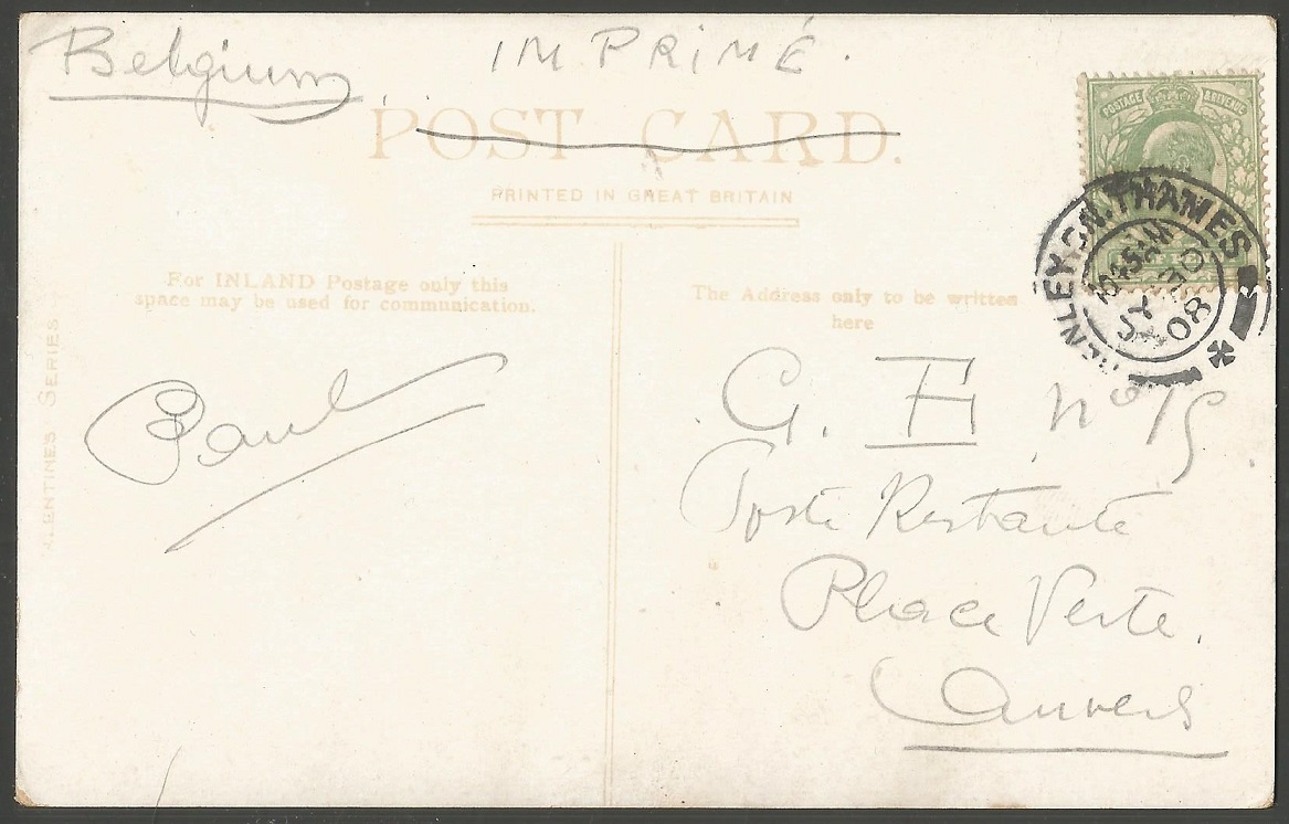 PC GBR Henley Regatta PU 1908 July 30th day before the Olympic rowing finals reverse