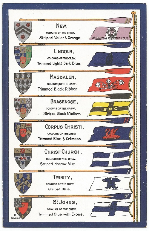 PC GBR Oxford Unuversity Colleges oar blade colours flags and arms II