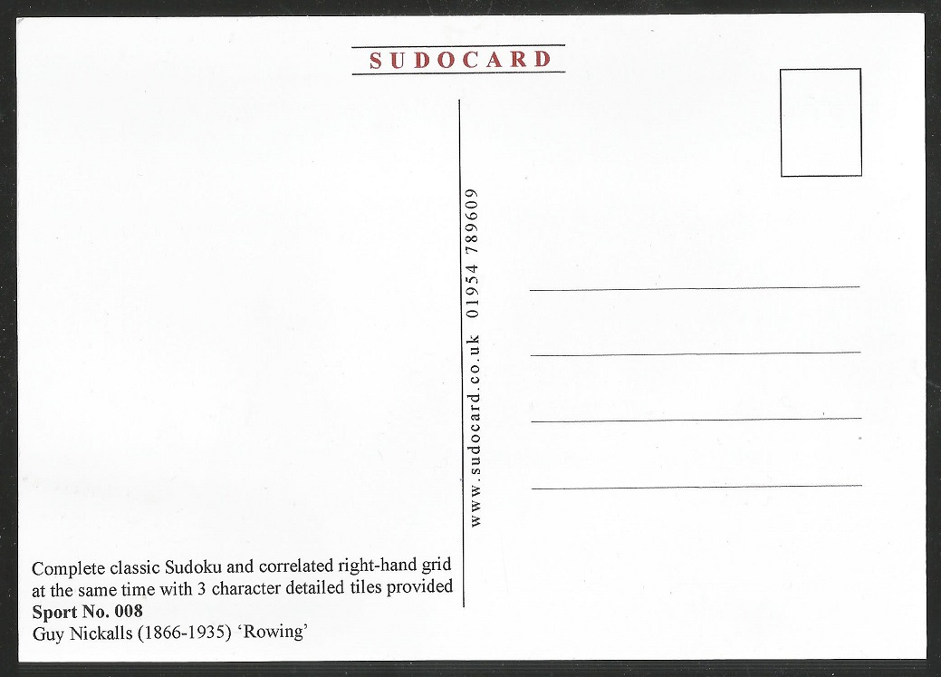 PC GBR SUDOCARD Sport No. 008 Guy Nickalls 1866 1935 reverse