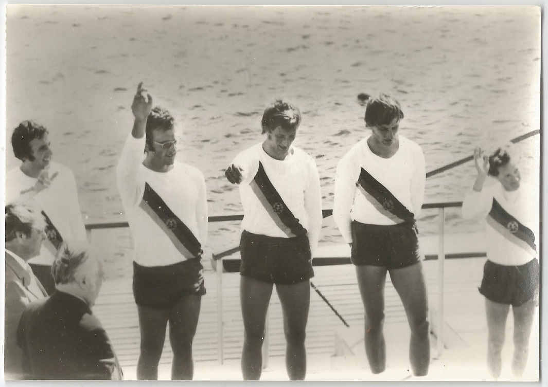 PC GDR 1976 OG Montreal M4 crew GDR Einheit Dresden silver medal winner Andreas Schulz Ruediger Kunze Walter Ullrich Diessner cox Johannes Thomas