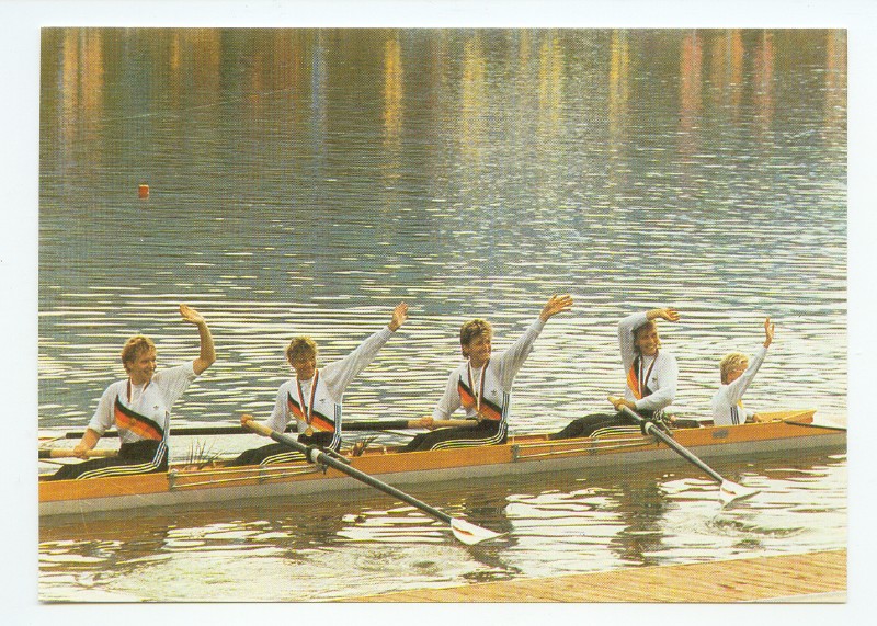 pc gdr 1988 photo of b. siech c. hornig g. doberschuetz m. walther cox s. mueller gold medal winners at the og seoul 1988 in the w4 