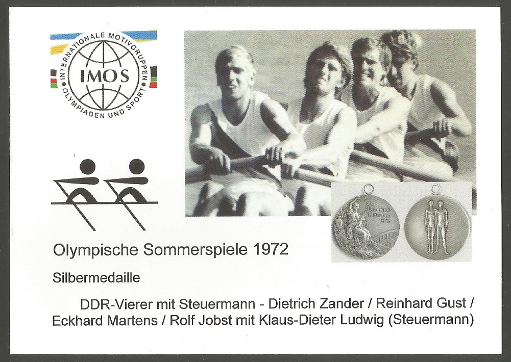 PC GER 2016 IMOS Congress The GDR crew D. Zander R. Gust E. Martens R. Jobst cox K. D. Ludwig M4 silver medal winner at OG Munich 1972 front