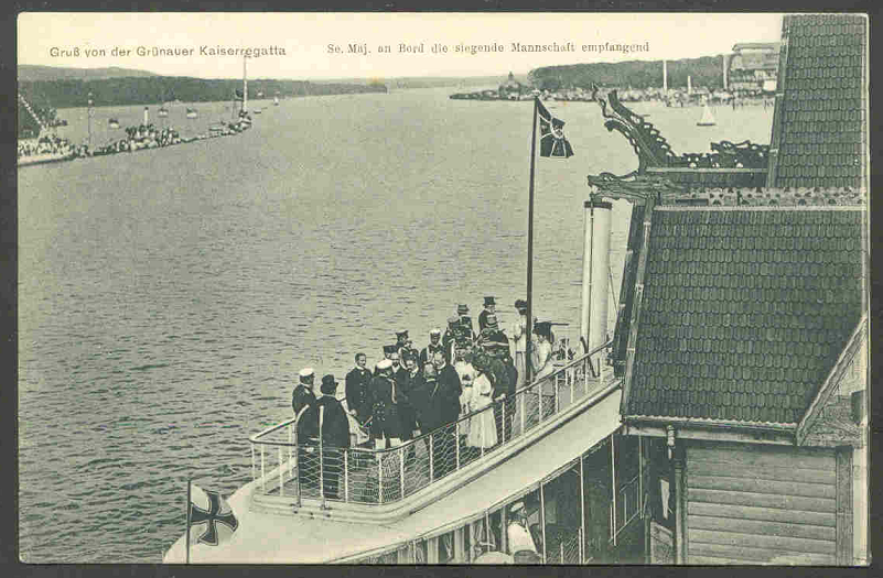 PC GER Berlin Gruenau 1907 His Majesty welcomes the victorious crew on bord of his ship Alexandria