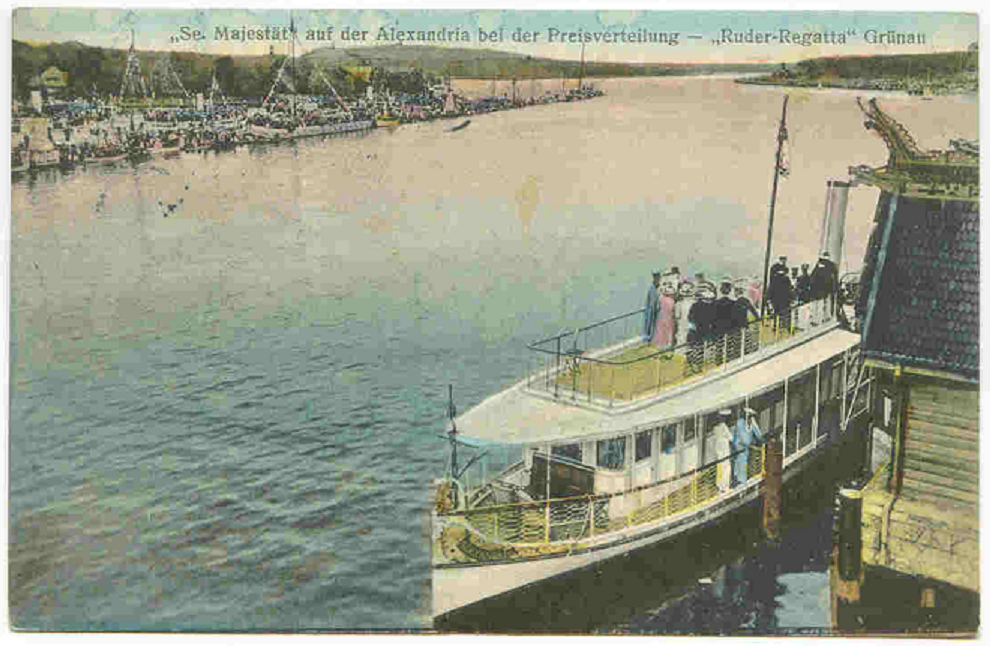 PC GER Berlin Gruenau 1910 His Majesty at the prize giving ceremony on his ship Alexandria