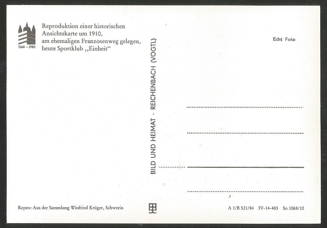 PC GER Schwerin RV Vorwaerts von 1875 reproduction boathouse reverse