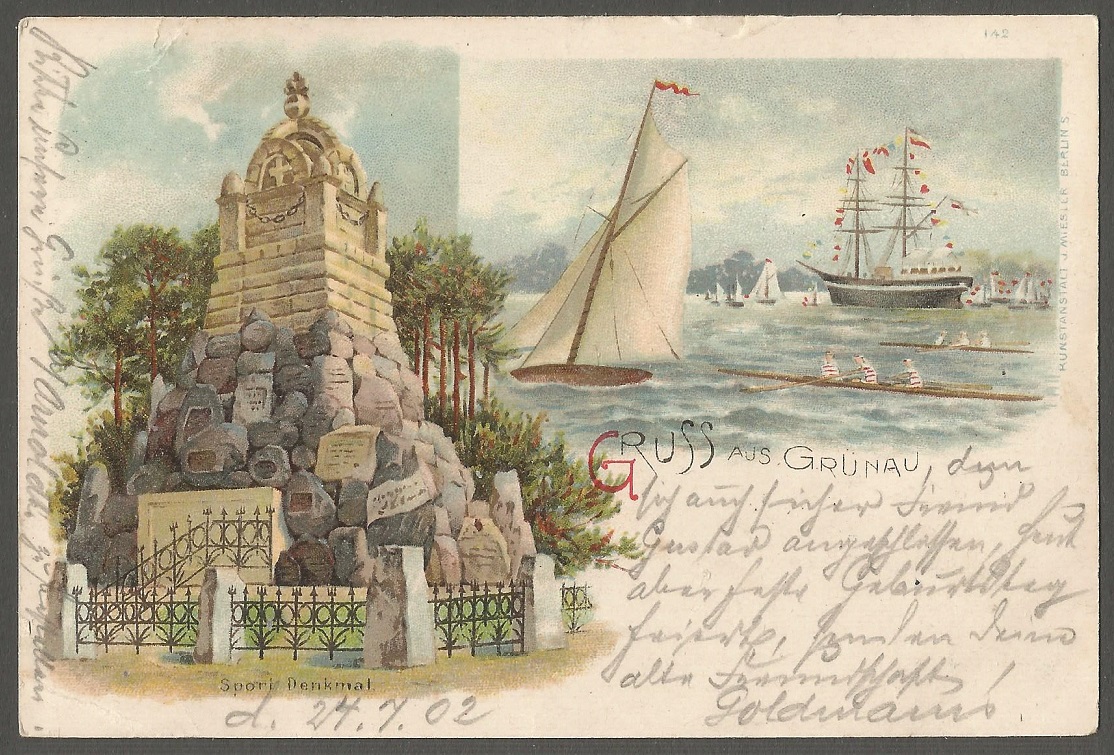 PC GER Berlin Gruenau Sport monument at Gruenau regatta course PU 1902