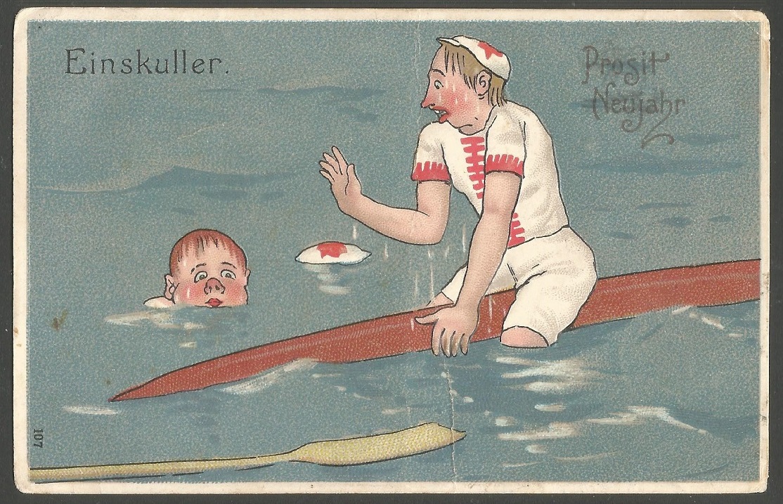 PC GER comic drawing capsized sculler