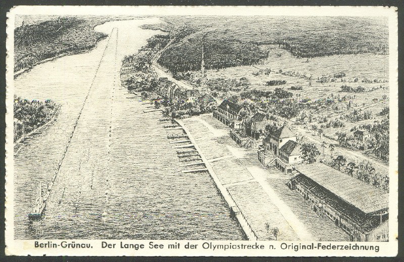 pc ger berlin grueenau drawing of olympic regatta course with pm aug. 14th 1936 day of finals front